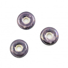 Porselein donut kraal paars met parelmoerglans