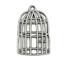 Hanger vogelkooitje antiek zilver