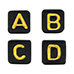 Letterkraal kubus mix acryl 6mm Black-gold - mix 200 stuks